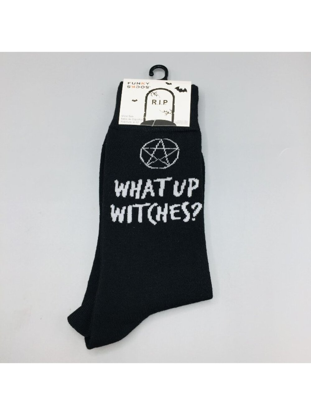 Funky Socks WHAT UP WITCHES? Halloween Men's Crew Socks 6-12